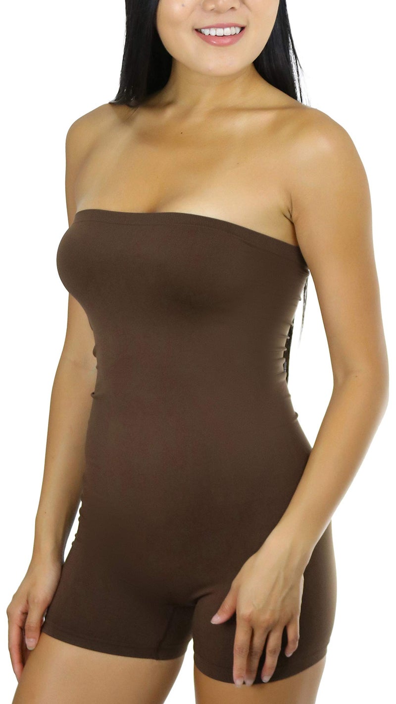 ToBeInStyle Women's Simple Seamless Romper - Nude - M/L - Image 3